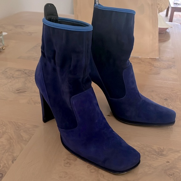 Loriblu Womens Booties Genuine Leather (Suede) Hi hill Colour Blue - Picture 2 of 5